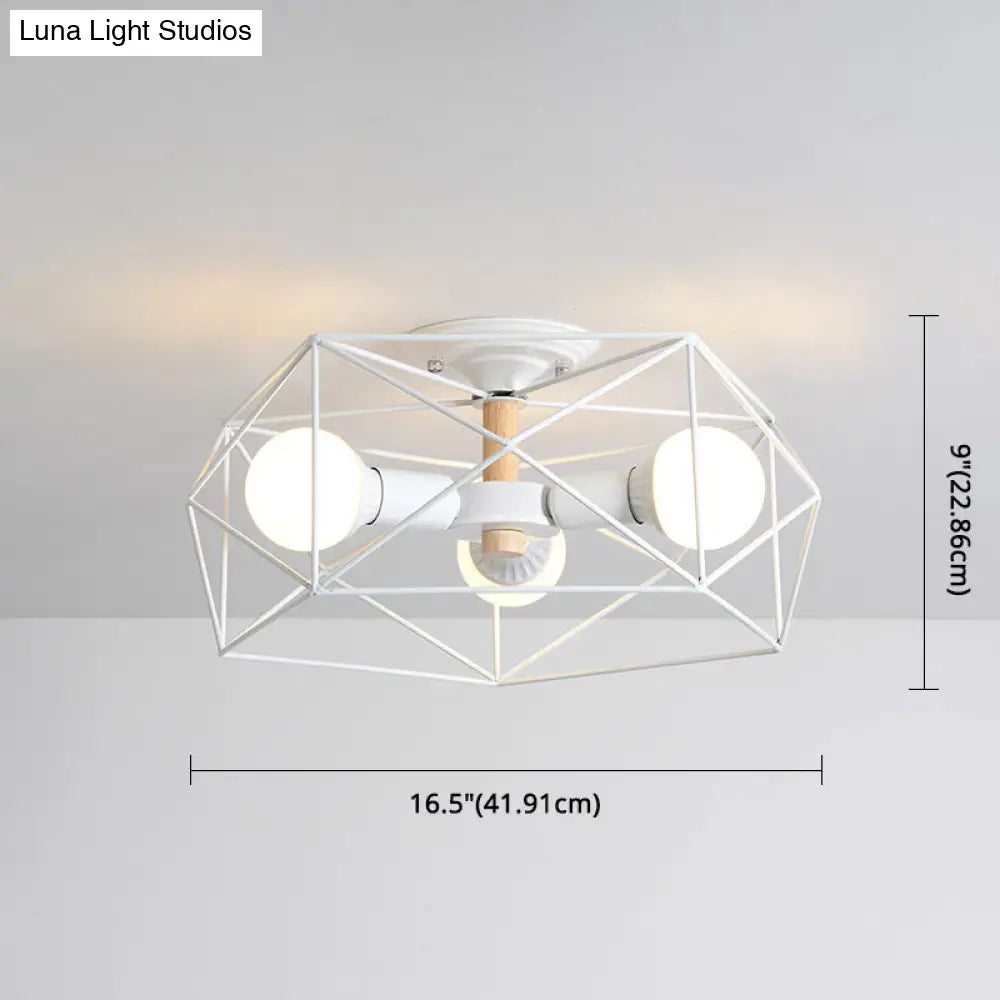 Nordic Industrial Geometric Flush Mount Ceiling Light For Bedroom - Metal Fixture