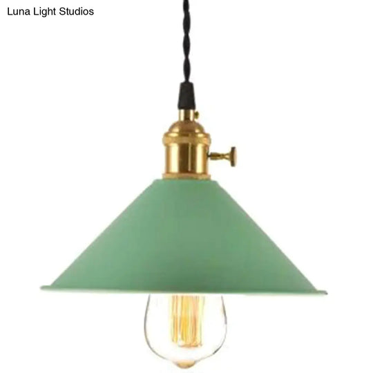 Nordic Industrial Macaron Pendant Light - Colorful Metal 1-Light Lighting Green / 8.5