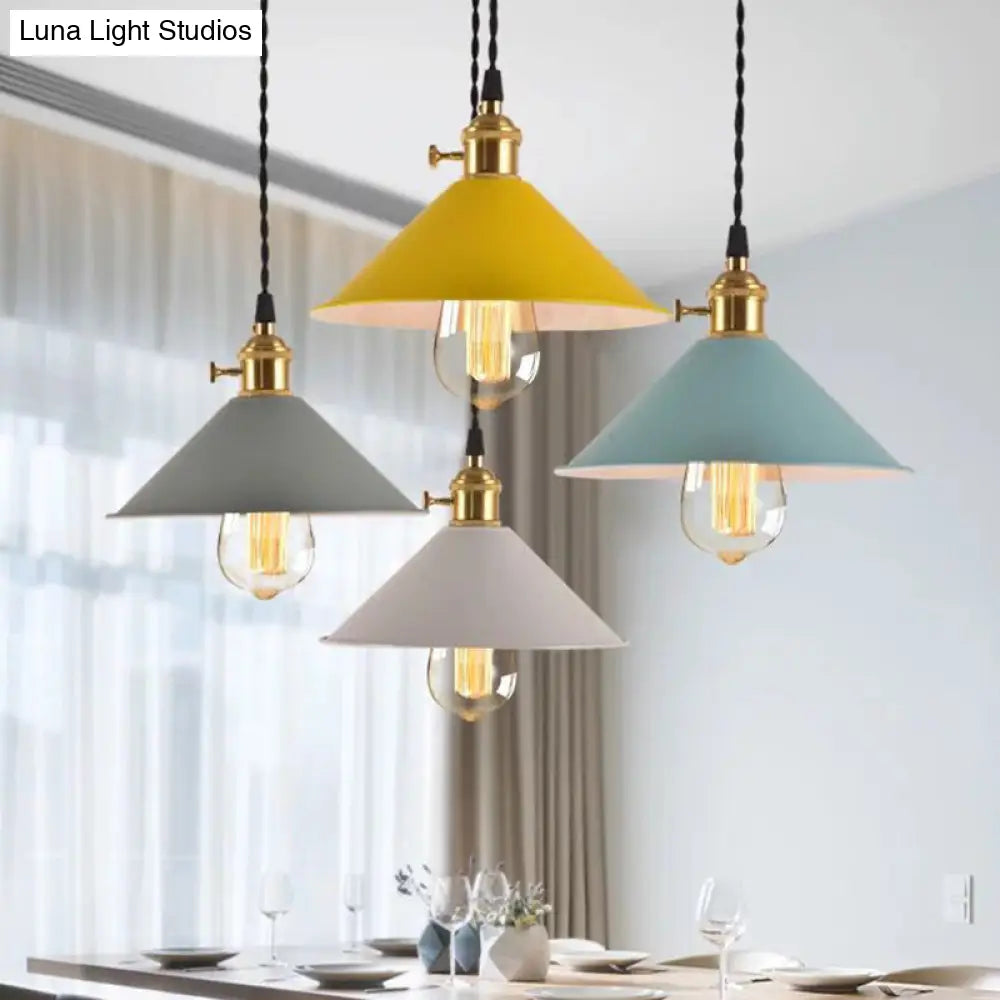 Nordic Industrial Macaron Pendant Light - Colorful Metal 1-Light Lighting