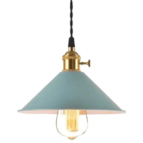 Nordic Industrial Macarons Pendant Light - Metal Colorful 1-Light Lighting Blue / 8.5’