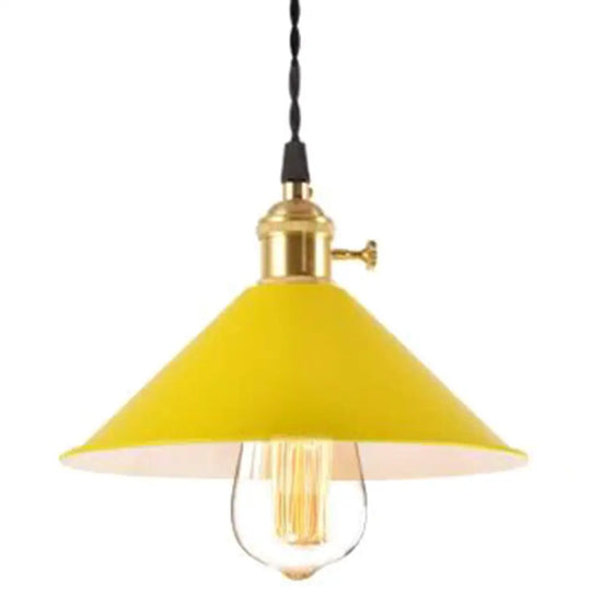 Nordic Industrial Macarons Pendant Light - Metal Colorful 1-Light Lighting Yellow / 8.5’