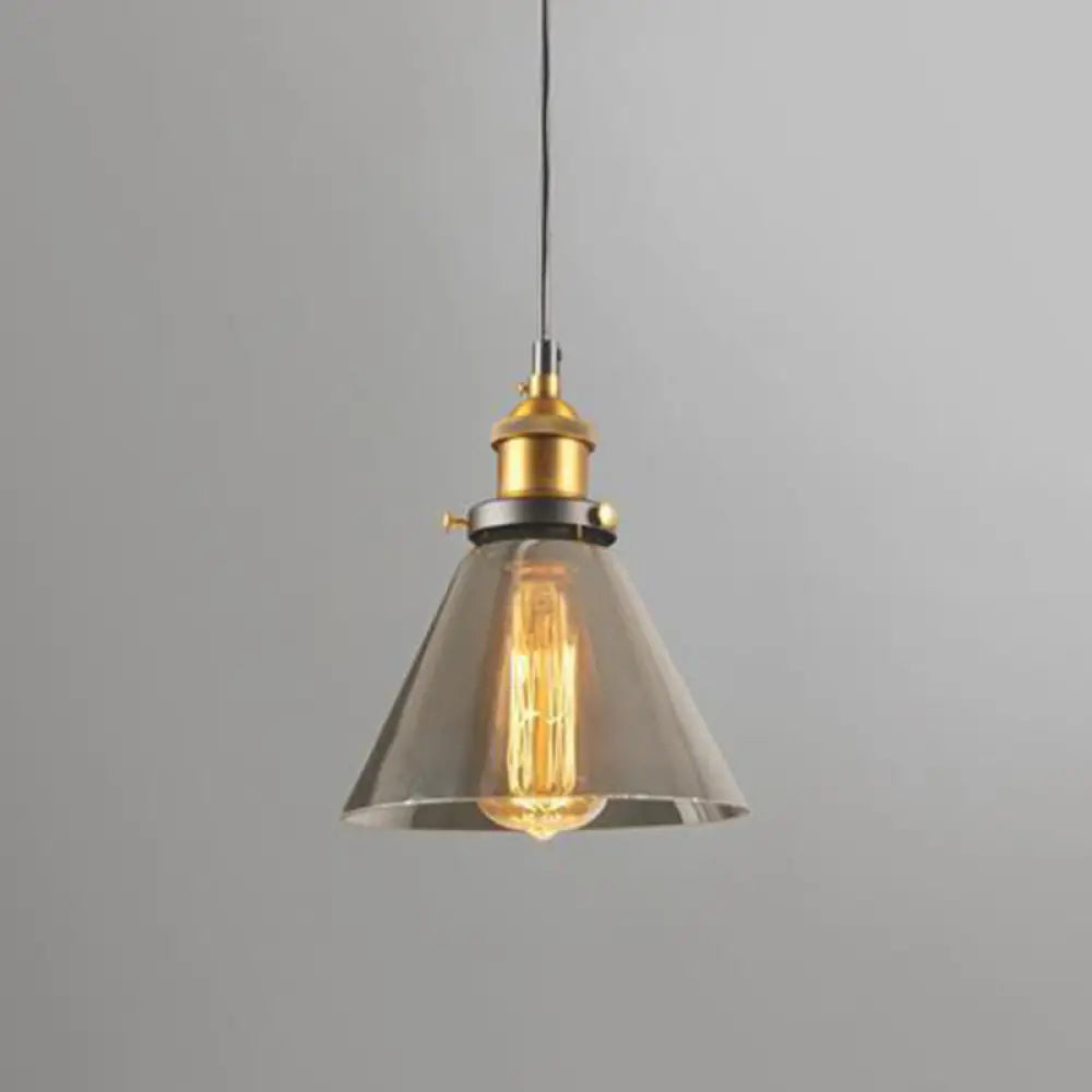 Nordic Industrial Mirrored Glass Pendant Ceiling Light With 1 Hanging Smoke Gray / Triangle