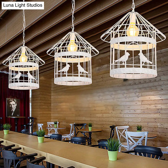 Nordic Industrial Style Bird Cage Ceiling Light For Coffee Shop: Metallic Fixture With 1