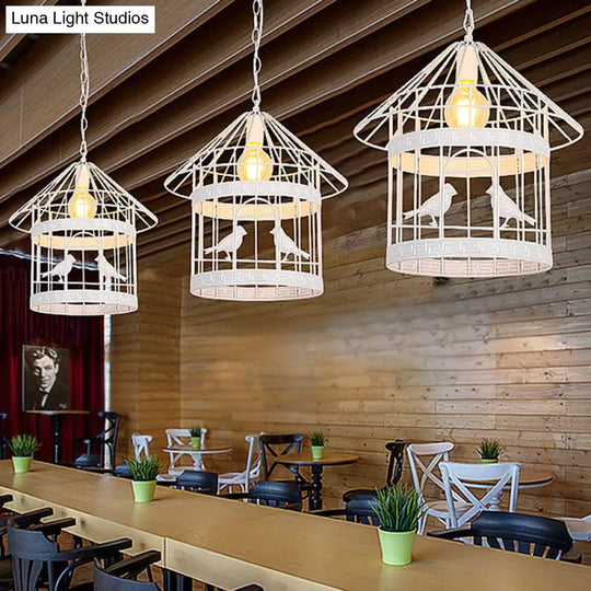 Nordic Industrial Style 1-Light Bird Cage Ceiling Fixture For Coffee Shop: Metallic Light