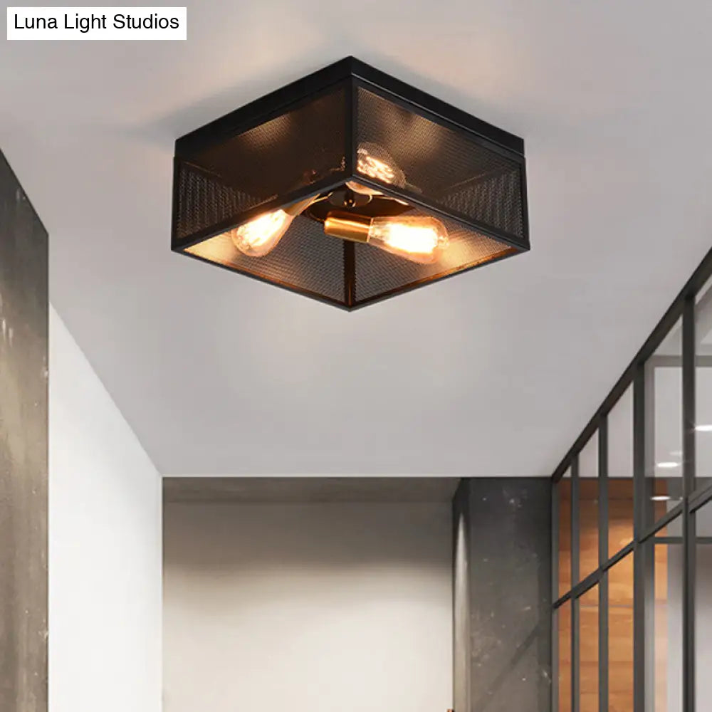 Nordic Industrial Style Square Flush Mount Ceiling Light Chandelier For Hallway