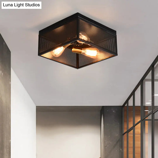 Nordic Industrial Style Square Flush Mount Ceiling Light Chandelier For Hallway