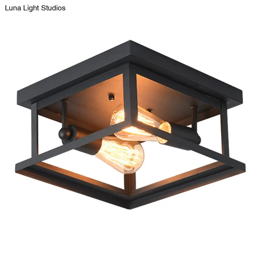 Nordic Industrial Style Square Flush Mount Ceiling Light Chandelier For Hallway