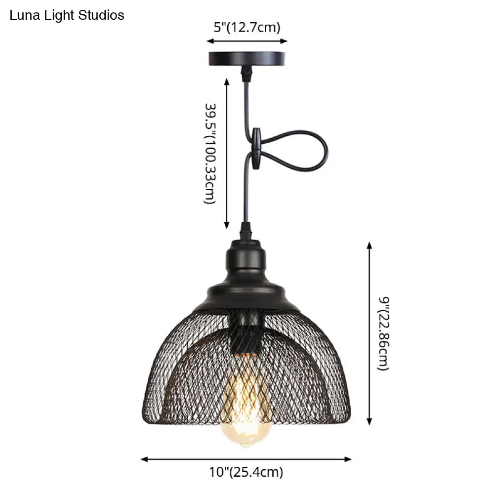 Nordic Industrial Style Wire Mesh Pendant Light For Bar - Metal Hanging Lamp With 1