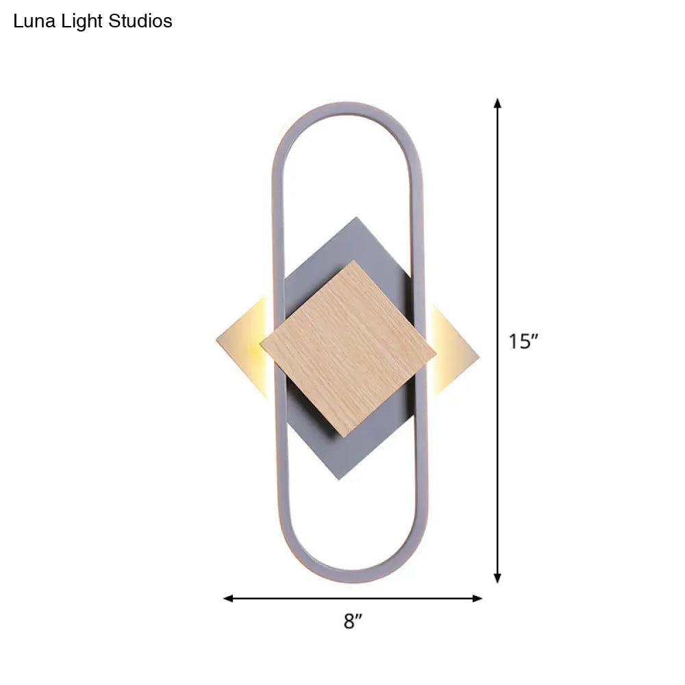 Nordic Iron 2-Layer Sconce Light With Led Wall Mount - Round/Square Design Elliptical Frame