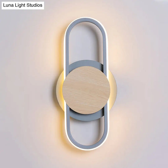 Nordic Iron 2-Layer Sconce Light With Led Wall Mount - Round/Square Design Elliptical Frame