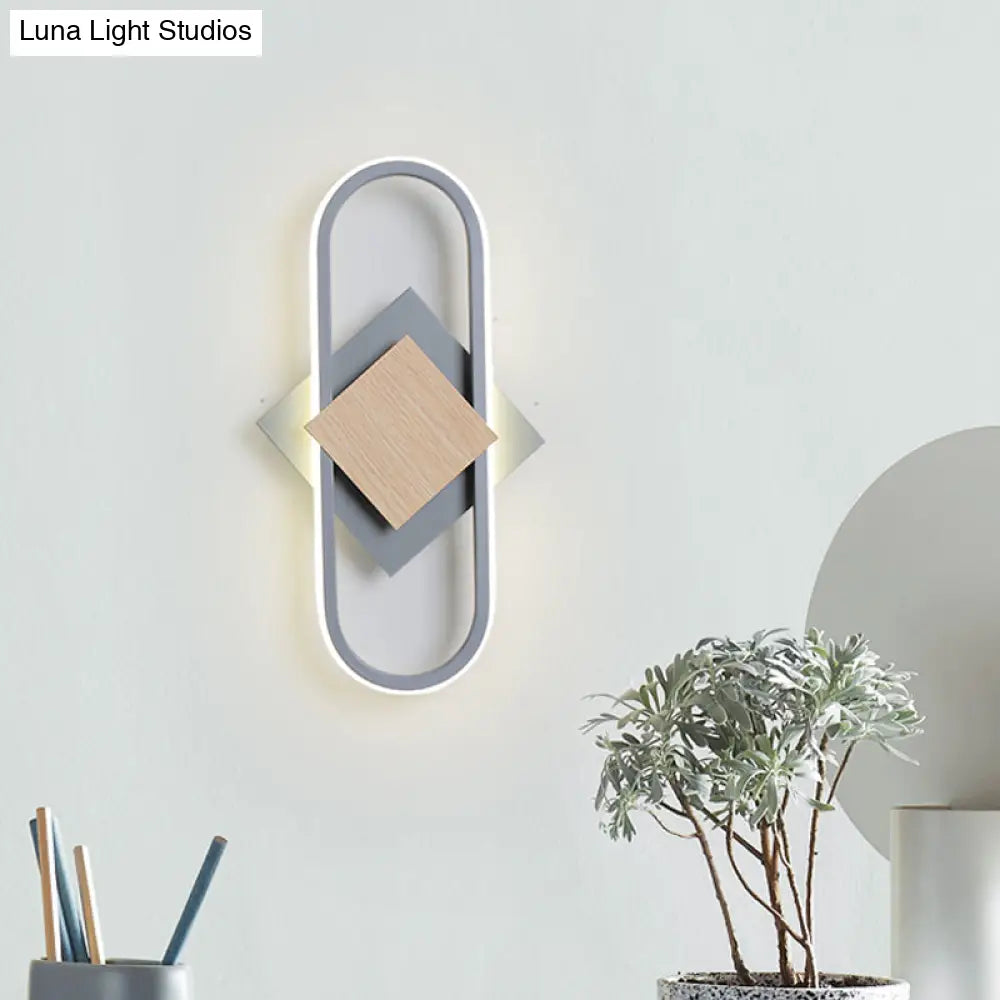 Nordic Iron 2-Layer Sconce Light With Led Wall Mount - Round/Square Design Elliptical Frame