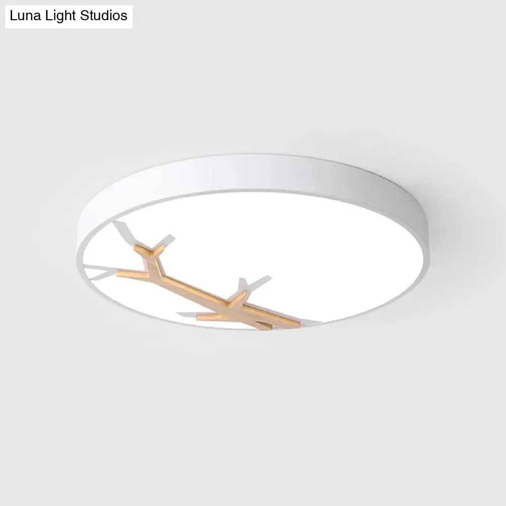 Nordic Iron Flushmount Led Ceiling Light With Withered Branch Pattern In Grey/White/Blue-Wood