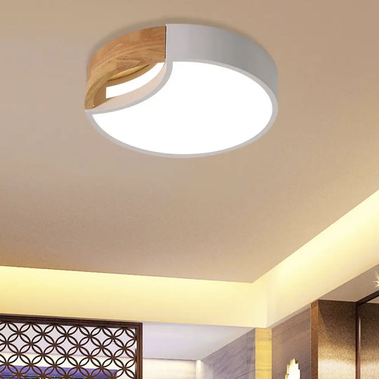 Nordic Iron Grey/White/Green Led Ceiling Light With Wood Grip - 12’/16’/19.5’ Wide White / 19.5’