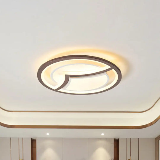 Nordic Iron Led Ceiling Light Fixture - 18’/21.5’ Coffee With Gull Pattern Warm/White Thin