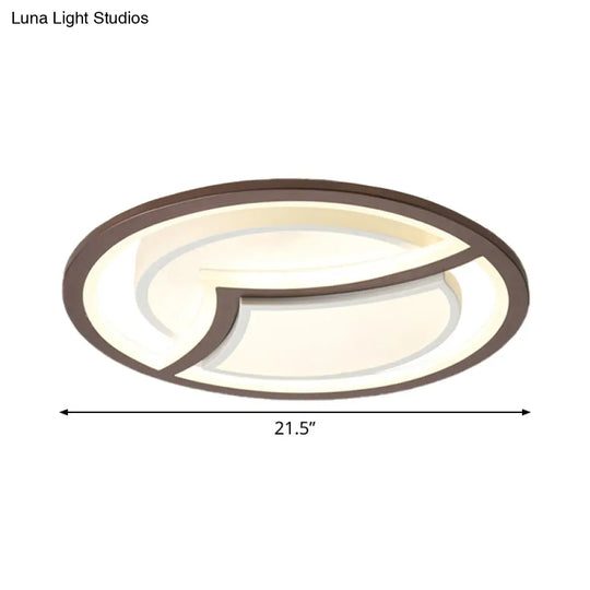 Nordic Iron Led Ceiling Light Fixture - 18’/21.5’ Coffee With Gull Pattern Warm/White Thin