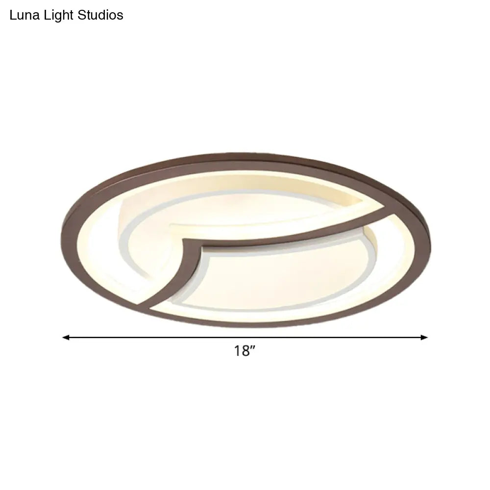 Nordic Iron Led Ceiling Light Fixture - 18/21.5 Coffee With Gull Pattern Warm/White Thin Circle