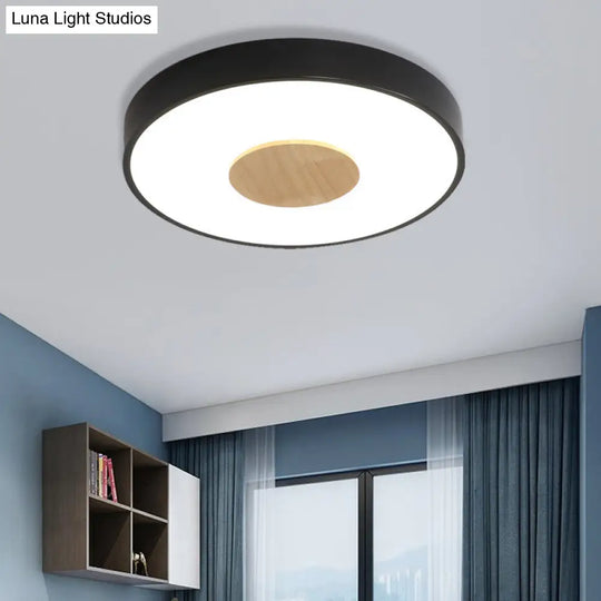 Nordic Iron Round Flush Mount Ceiling Light - 1 Head Pink/Blue/White Lighting Fixture For Bedroom