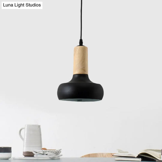 Nordic Iron Urn Pendant - 1 Light Black Finish Ceiling Fixture