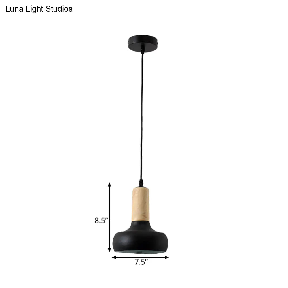 Nordic Iron Urn Pendant - 1 Light Black Finish Ceiling Fixture