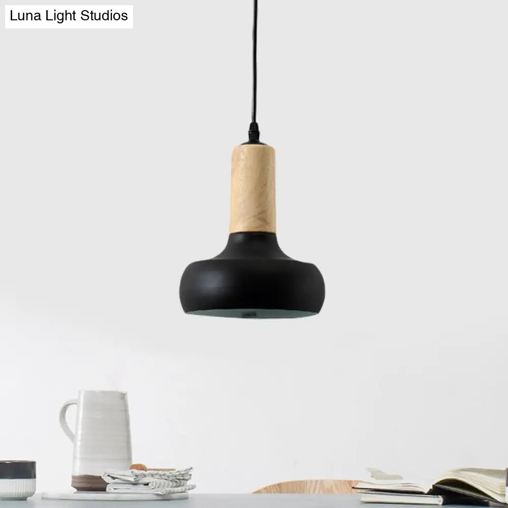 Nordic Style Iron Urn Pendant: Suspended 1-Light Ceiling Fixture Black Finish