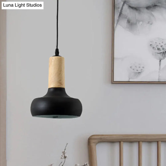 Nordic Style Iron Urn Pendant: Suspended 1-Light Ceiling Fixture Black Finish