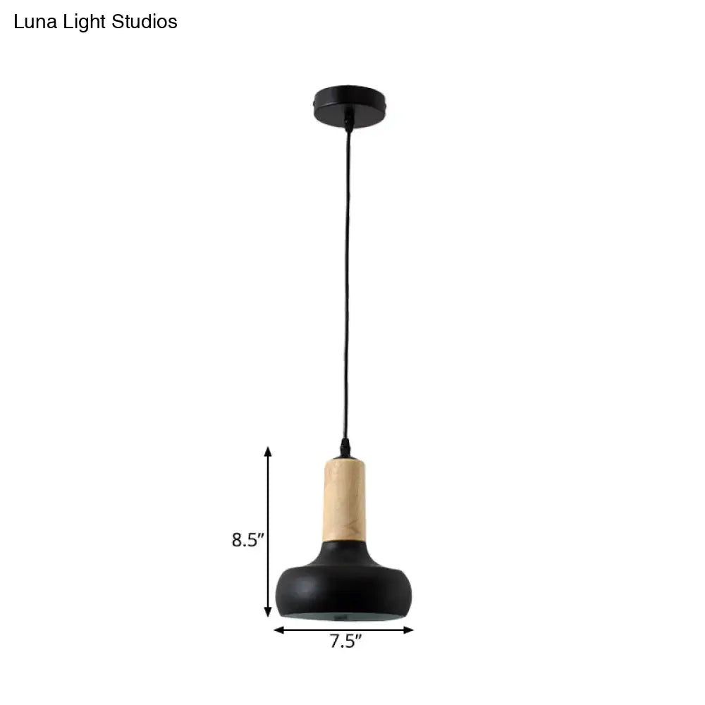 Nordic Style Iron Urn Pendant: Suspended 1-Light Ceiling Fixture Black Finish