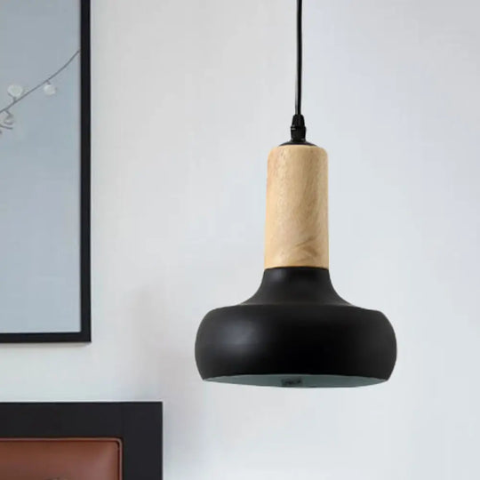 Nordic Iron Urn Pendant - 1 Light Black Finish Ceiling Fixture