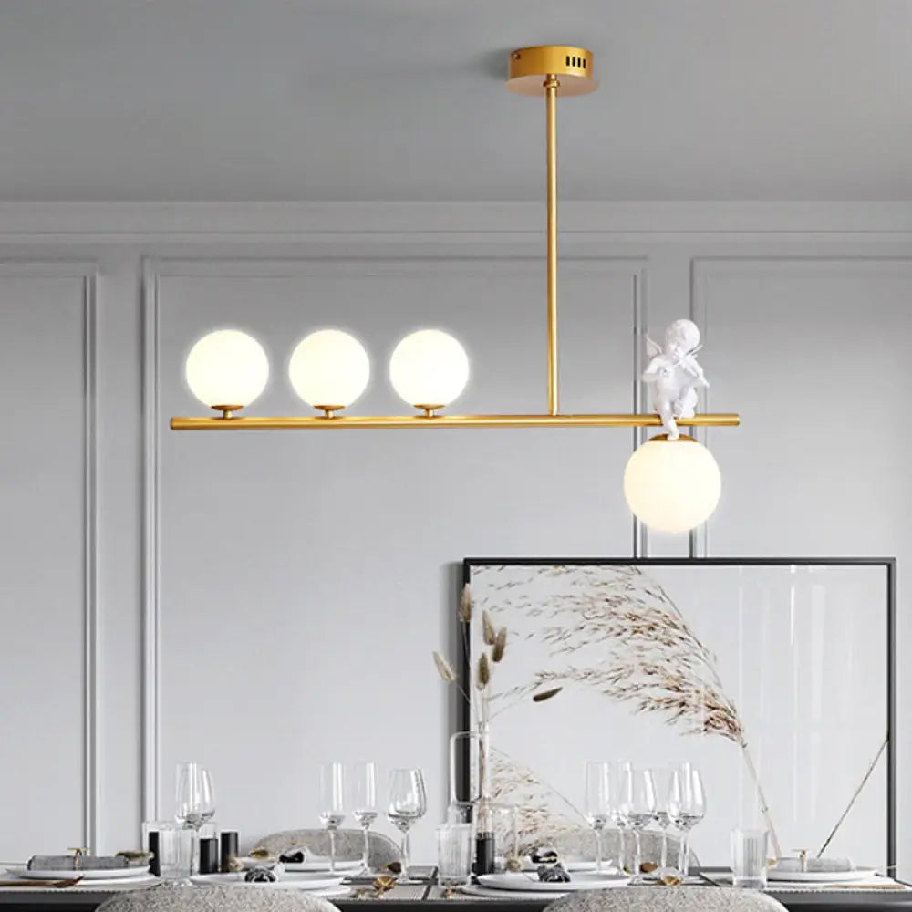 Nordic Island Angel Pendant Light With Opal Glass Shade 4 / Gold