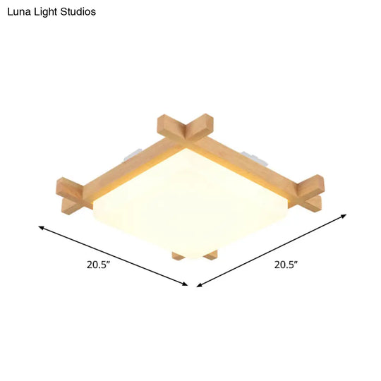 Nordic Led Acrylic Ceiling Lamp: Wood Chessboard Flush Mount Light Fixture (15’/16.5’/20.5’)