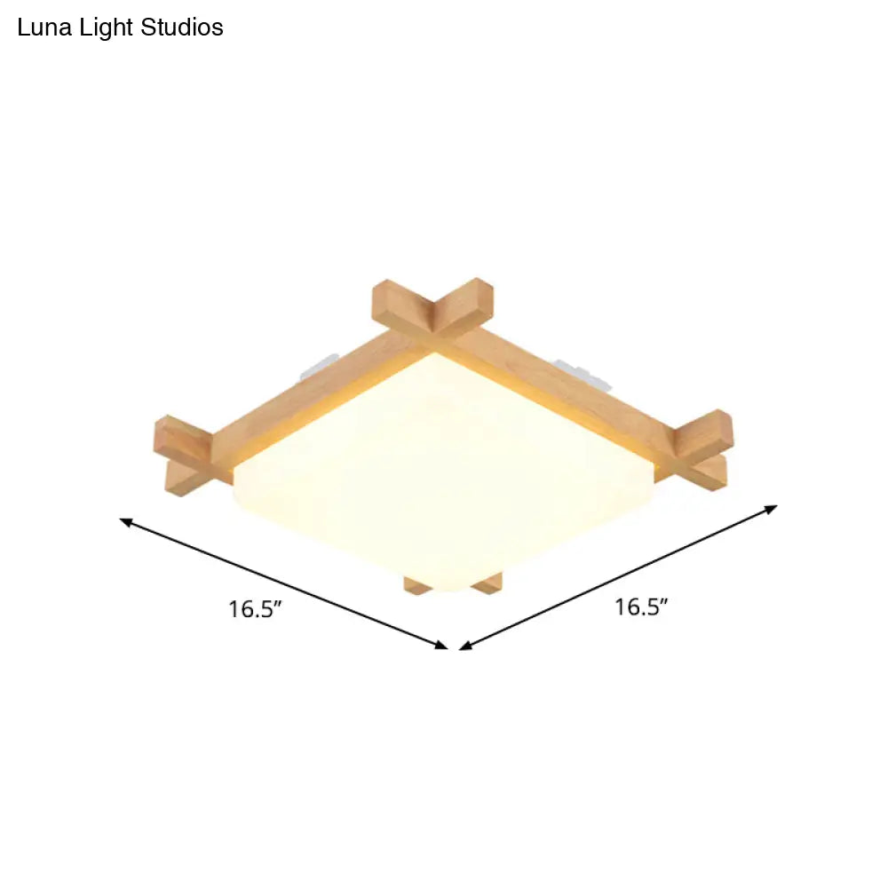 Nordic Led Acrylic Ceiling Lamp: Wood Chessboard Flush Mount Light Fixture (15’/16.5’/20.5’)