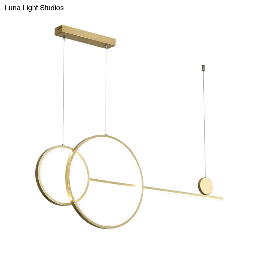 Nordic Led Acrylic Chandelier Lamp With Black & Gold Line Design For Circular Island Lighting