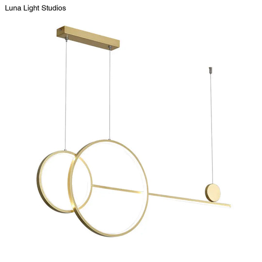 Nordic Led Acrylic Chandelier Lamp With Black & Gold Line Design For Circular Island Lighting