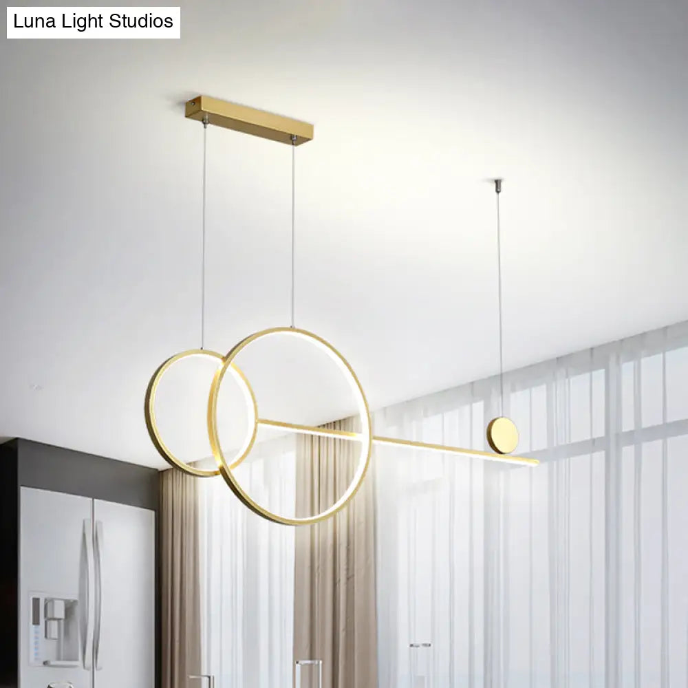 Nordic Led Acrylic Chandelier Lamp With Black & Gold Line Design For Circular Island Lighting