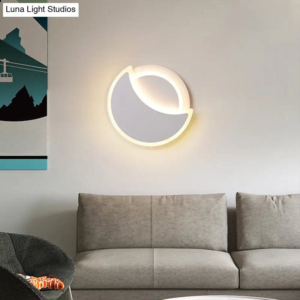 Nordic Led Acrylic Eclipse Wall Sconce In Warm/White Light - Bedroom Lighting