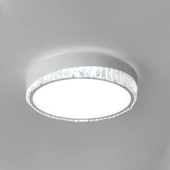 Nordic Led Acrylic Flush Mount Light With Crystal Deco - Clear/Warm/White 16.5’/20.5’ Diameter