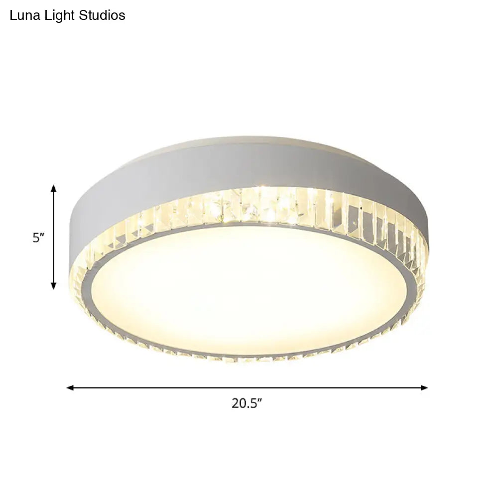 Nordic Led Acrylic Flush Mount Light With Crystal Deco - Clear/Warm/White 16.5’/20.5’ Diameter
