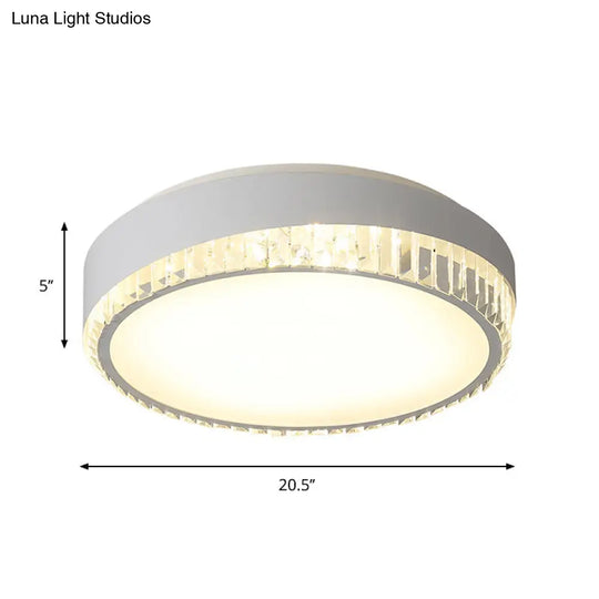 Nordic Led Acrylic Flush Mount Light With Crystal Deco - Clear/Warm/White 16.5’/20.5’ Diameter