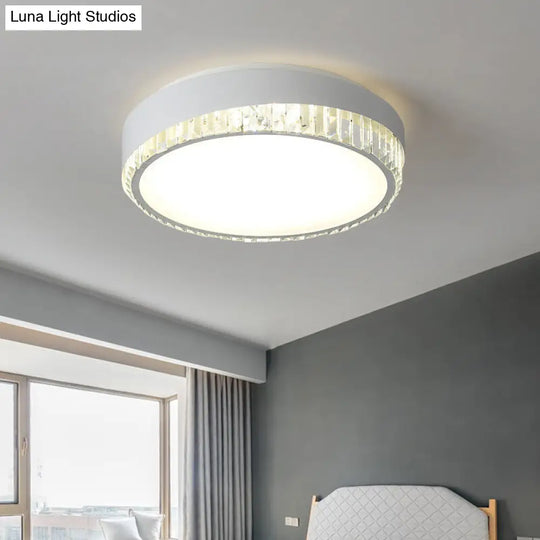 Nordic Led Acrylic Flush Mount Light With Crystal Deco - Clear/Warm/White 16.5/20.5 Diameter