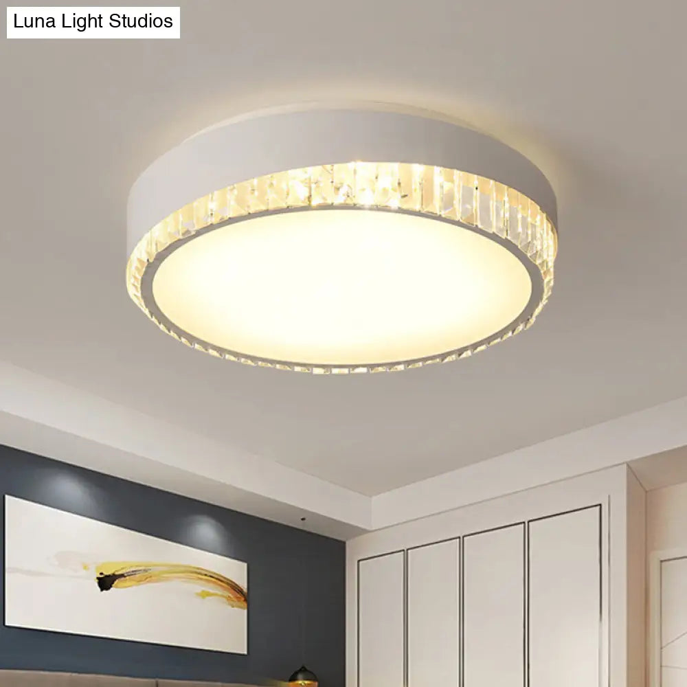 Nordic Led Acrylic Flush Mount Light With Crystal Deco - Clear/Warm/White 16.5/20.5 Diameter White /