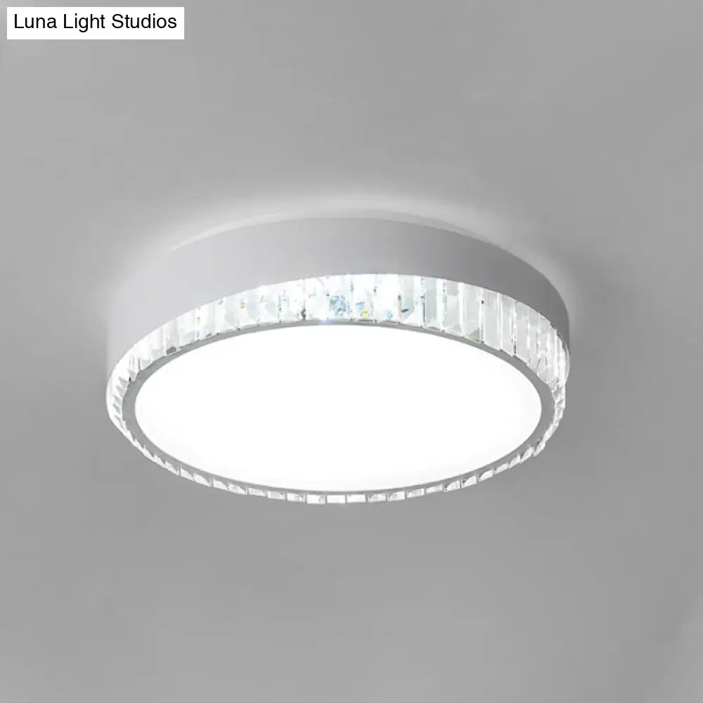 Nordic Led Acrylic Flush Mount Light With Crystal Deco - Clear/Warm/White 16.5/20.5 Diameter White /