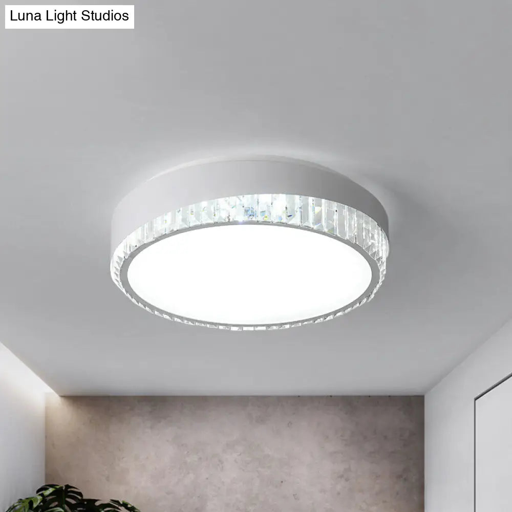 Nordic Led Acrylic Flush Mount Light With Crystal Deco - Clear/Warm/White 16.5’/20.5’ Diameter