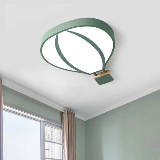 Nordic Led Acrylic Hot Air Balloon Flush Light For Child Bedroom In 3 Stylish Colors Green