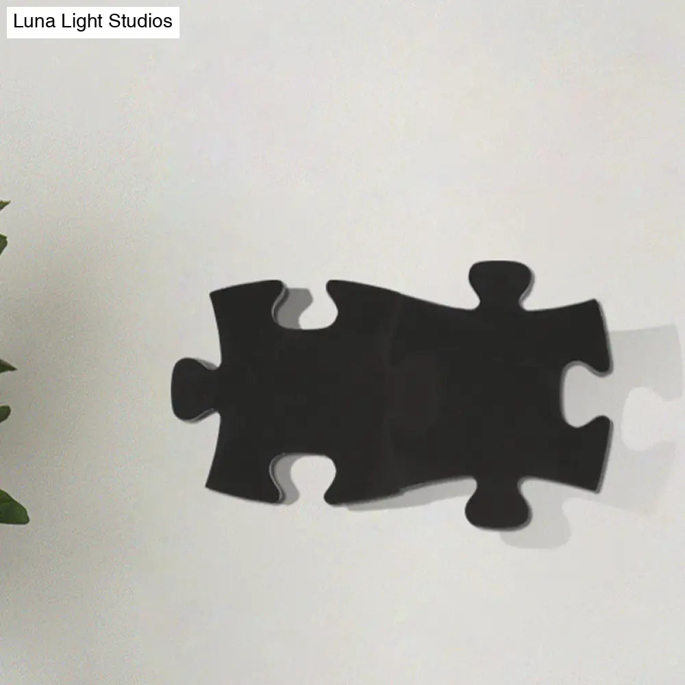 Nordic Led Acrylic Jigsaw Puzzle Wall Sconce In White/Black For Living Room - White/Warm Light