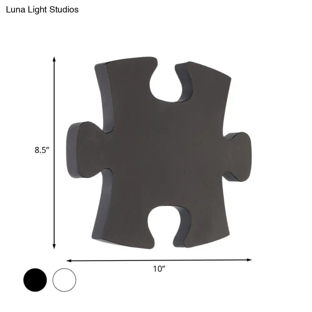 Nordic Led Acrylic Jigsaw Puzzle Wall Sconce In White/Black For Living Room - White/Warm Light