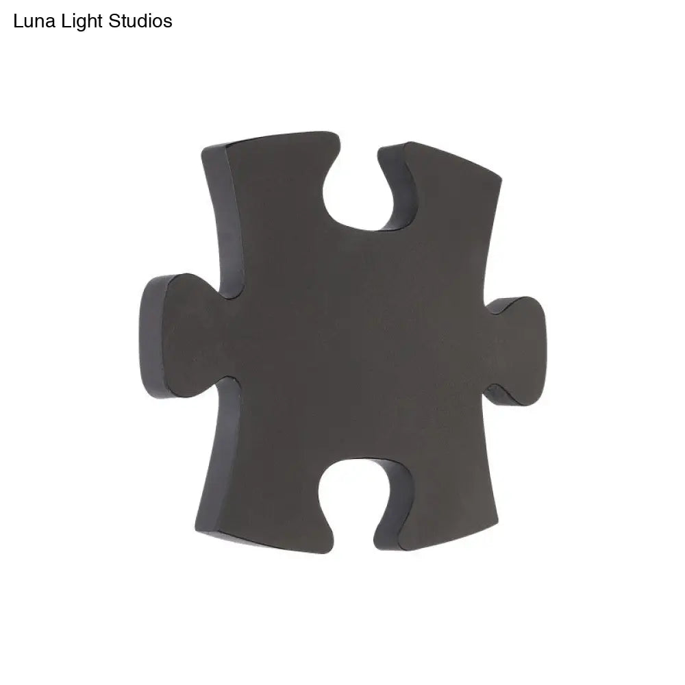 Nordic Led Acrylic Jigsaw Puzzle Wall Sconce In White/Black For Living Room - White/Warm Light