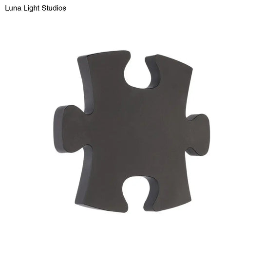 Nordic Led Acrylic Jigsaw Puzzle Wall Sconce In White/Black For Living Room - White/Warm Light