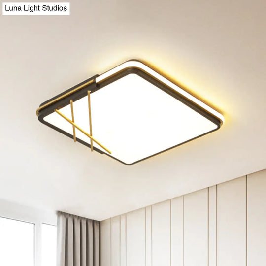 Nordic Led Black Acrylic Square Flushmount Lighting With Warm/White Light Lines Decor 16’/19.5’