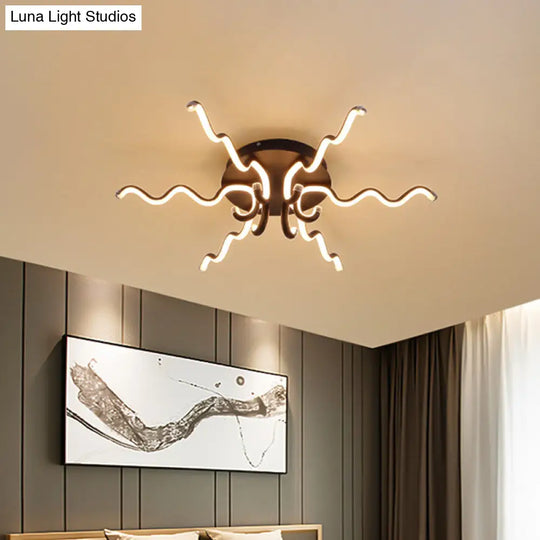 Nordic Led Black Flush Ceiling Light In Warm/White For A Serene Bedroom Ambiance