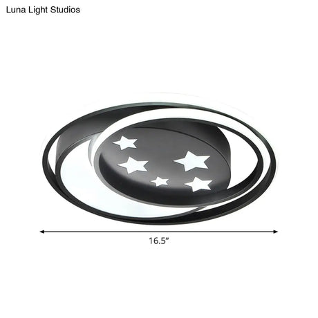 Nordic Led Black Flushmount With Star Pattern For Bedroom Lighting Fixture