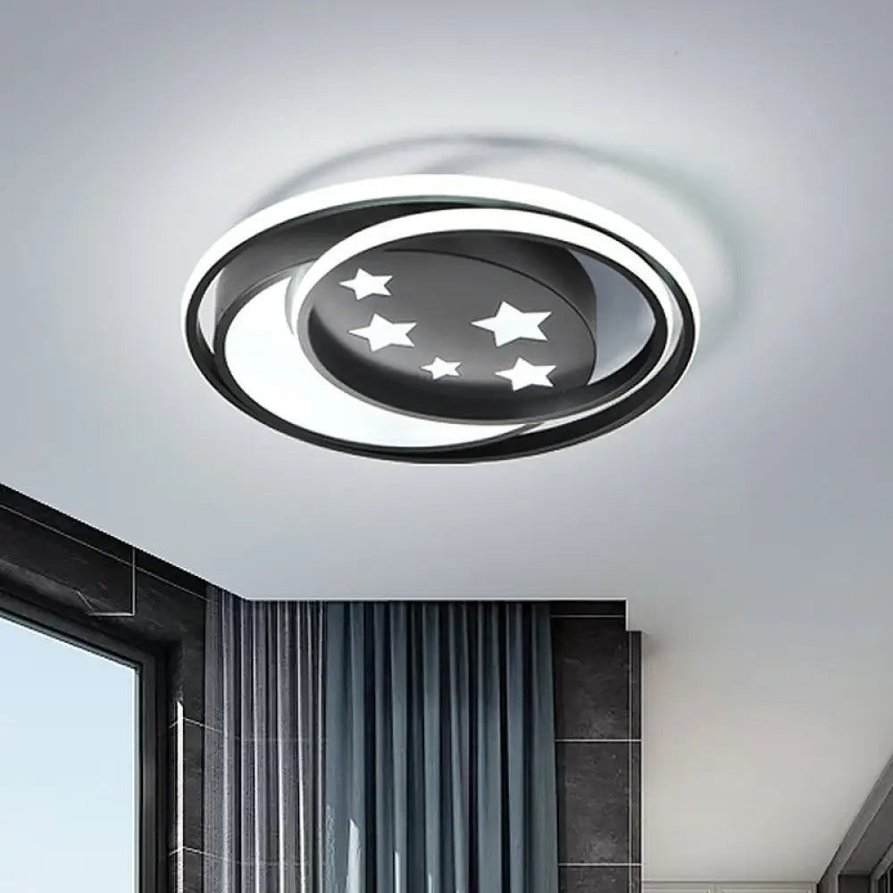 Nordic Led Black Flushmount With Star Pattern For Bedroom Lighting Fixture